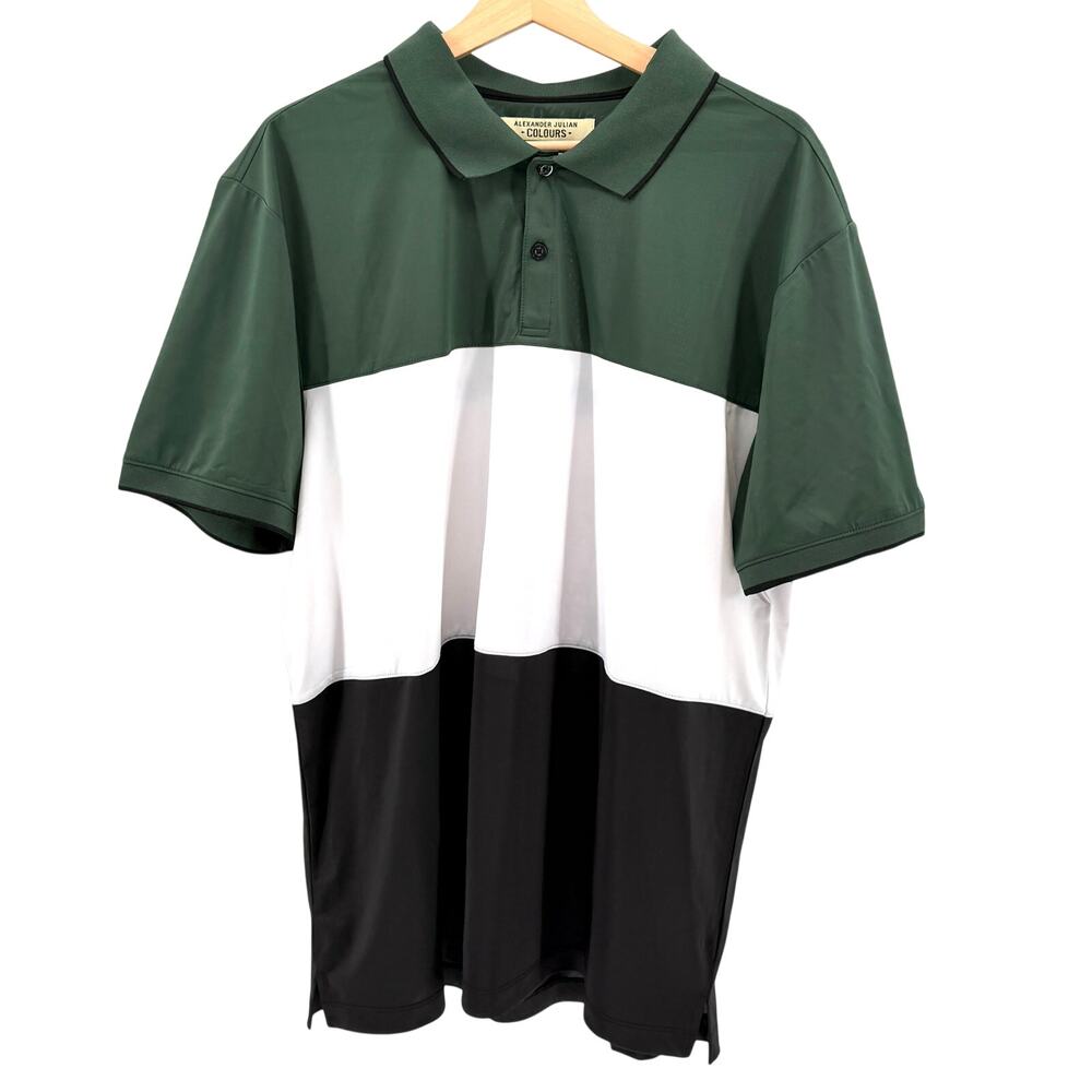 Colours by Alexander Julian Forest Green Colorblock Slim Fit Polo Shirt